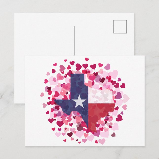 Texas i Fält av Hearts - Alla hjärtans dag Holid Vykort (Fram/baksida)