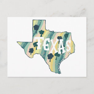 Texas Illustrated Karta Colorful Fold Vykort
