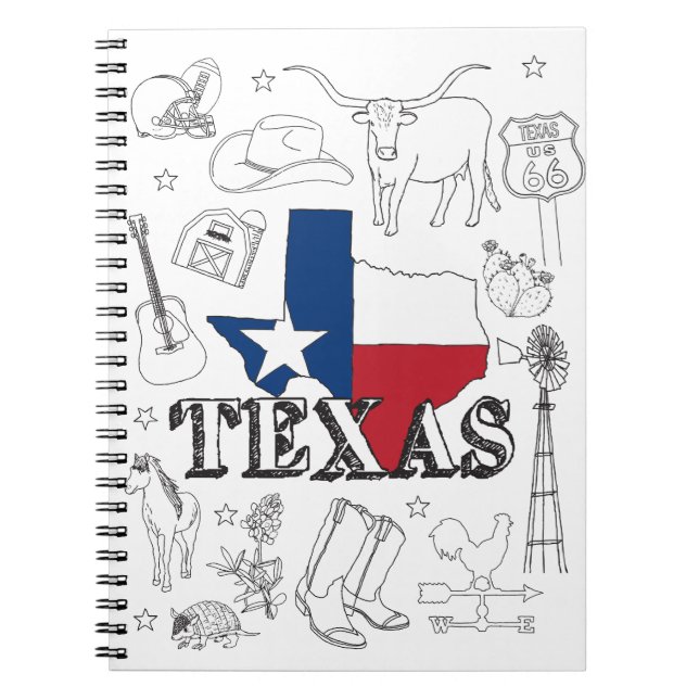 Texas Illustration Doodles of Texas Mönster Anteckningsbok (Framsidan)