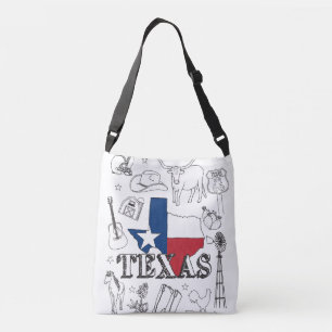 Texas Illustration Doodles of Texas Mönster Axelväska
