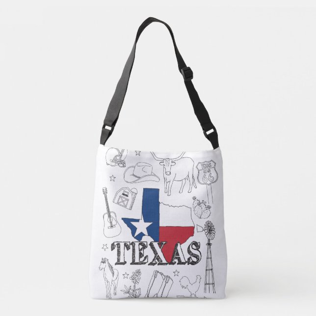 Texas Illustration Doodles of Texas Mönster Axelväska (Baksida)