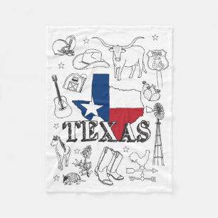 Texas Illustration Doodles of Texas Mönster Fleecefilt
