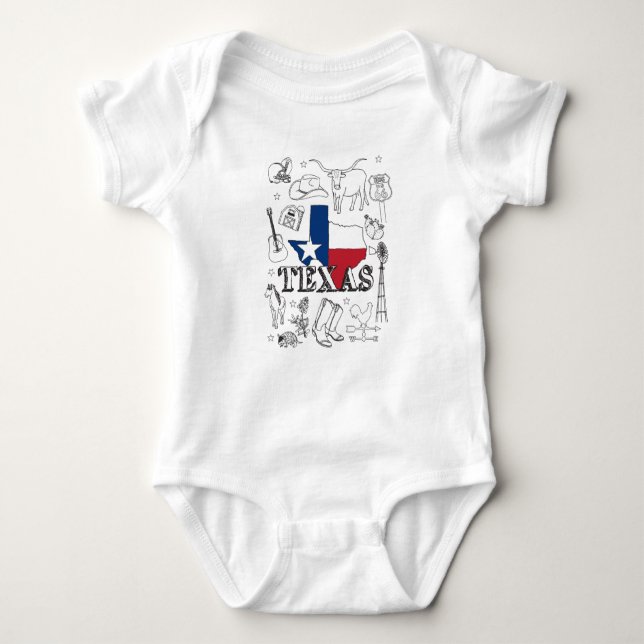 Texas Illustration Doodles of Texas Mönster T Shirt (Framsida)