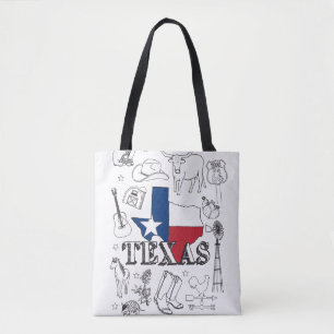 Texas Illustration Doodles of Texas Mönster Tygkasse