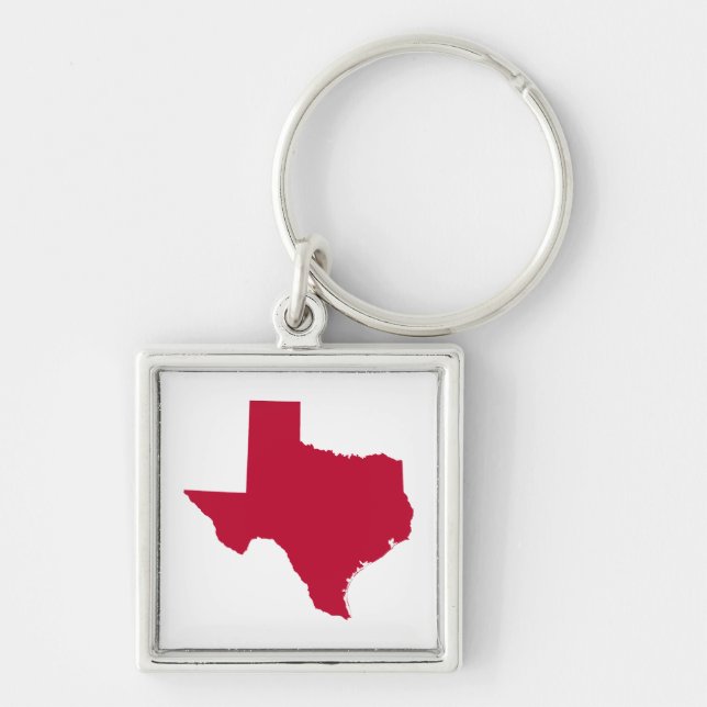 Texas in Red Fyrkantig Silverfärgad Nyckelring (Framsidan)