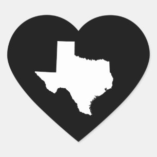 Texas in White and Black Hjärtformat Klistermärke