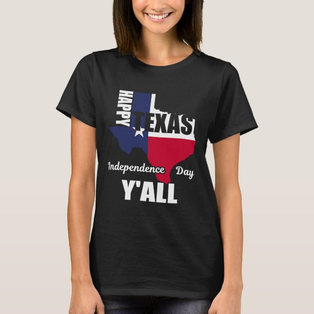 Texas Independence day Y'all Usa Cowboy Tee (Framsida)