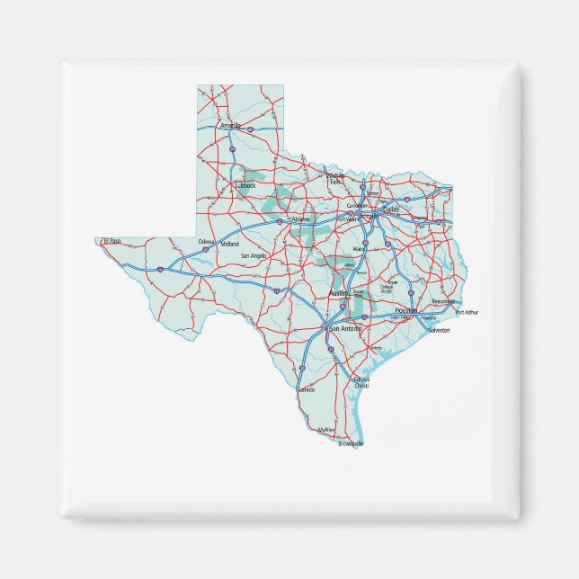 Texas Interstate Karta Magnet (Framsidan)