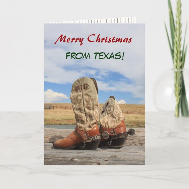 Texas jul Cowboy Boot Helgkort (Framsida)