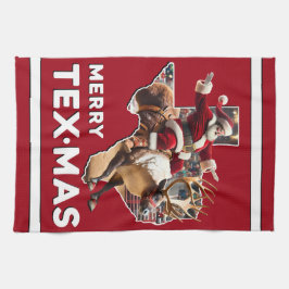 Texas jul Merry Texmas Santa Reindeer Rodeo Kökshandduk