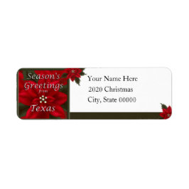 Texas jul Poinsettia Returadress Returadress Etikett