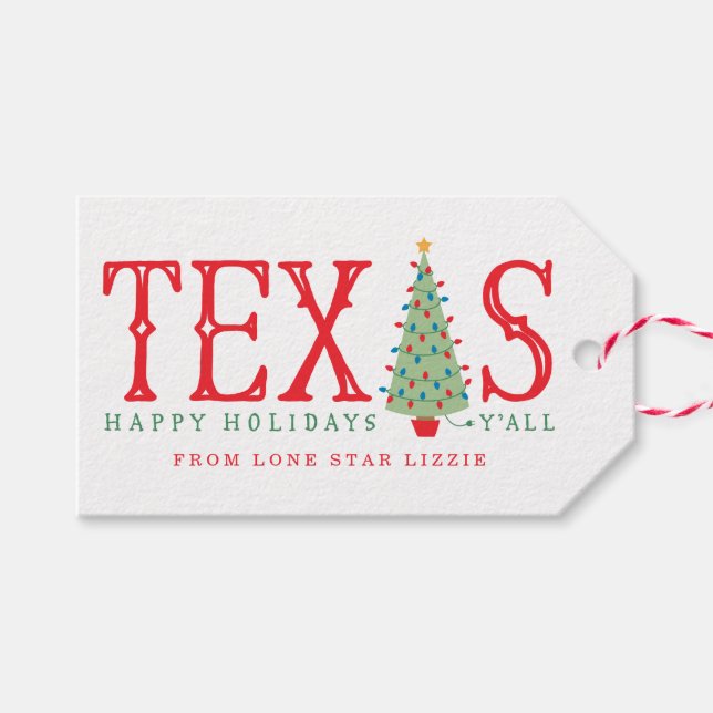 Texas Julgran Glad helg Gift Märkres Presentetikett (Framsidan (Horizontal))