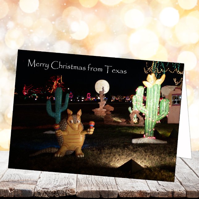 Texas julkort - Armadillo och Cactus Helgkort (Skapare uppladdad)