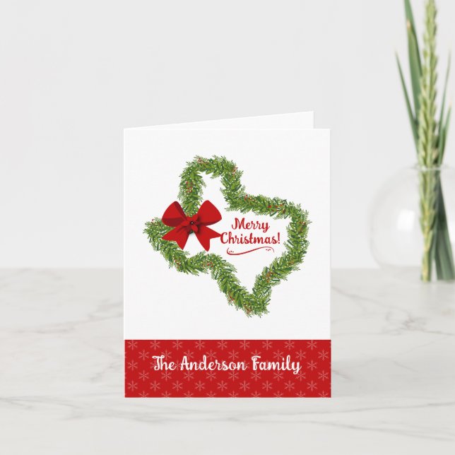 Texas-julkrans med Red Bow Helgkort (Framsida)