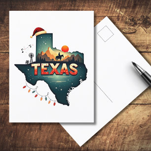 Texas julstat Karta Illustration Helg Vykort