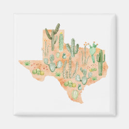 Texas Kaktus Kaktisar Sukkulent Vattenfärgskarta Magnet