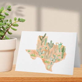 Texas Kaktus Vattenfärg Illustration Karta Vikt Kort