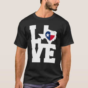 Texas Kärlek Karta Flagga Heart Graphic Tees Tx T Shirt