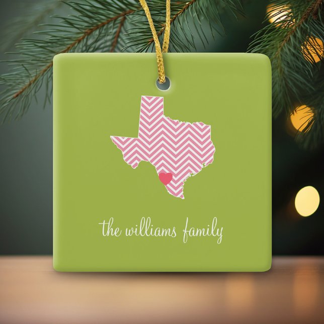 Texas Kärlek med Anpassningsbar Heart och Family N Julgransprydnad Keramik (Personalized Photo Ornament - Christmas Keepsake)