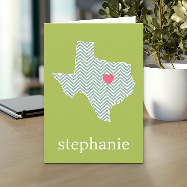 Texas Kärlek med Anpassningsbar Heart och Family N Kort (Custom Greeting Card with Photo)
