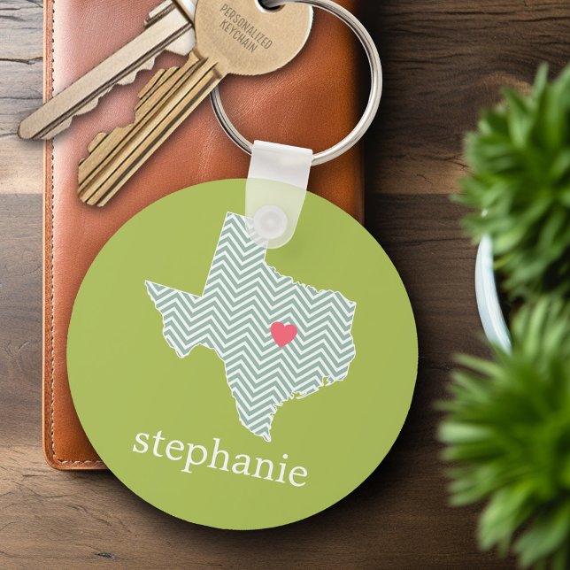 Texas Kärlek med Anpassningsbar Heart och Family N Nyckelring (Personalized Keychain - Texas)