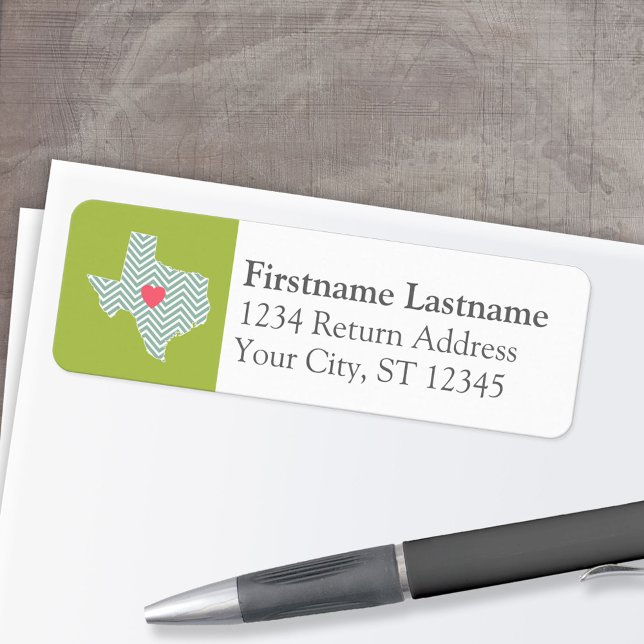 Texas Kärlek med Anpassningsbar Heart och Family N Returadress Etikett (Custom Return Address Label)