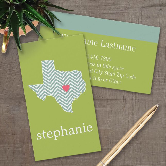 Texas Kärlek med Anpassningsbar Heart och Family N Visitkort (Custom Business Card Template)