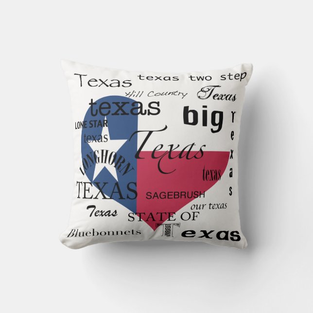 Texas Kärlek-Ord-moln+Texas hjärtformade flagga Kudde (Framsida)