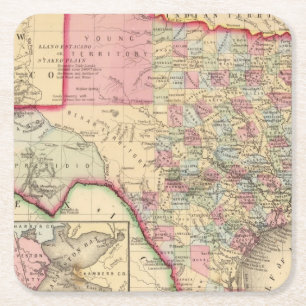 Texas karta av Mitchell Underlägg Papper Kvadrat