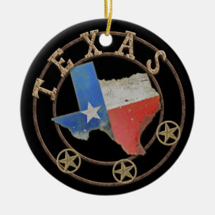 Texas Karta Barn Art Julgransprydnad Keramik