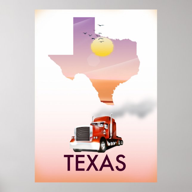 Texas Karta Big Rig Poster (Framsidan)