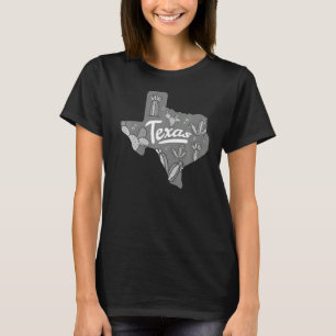 Texas Karta Blommigt Cactus Söt Texas State Outfit T Shirt