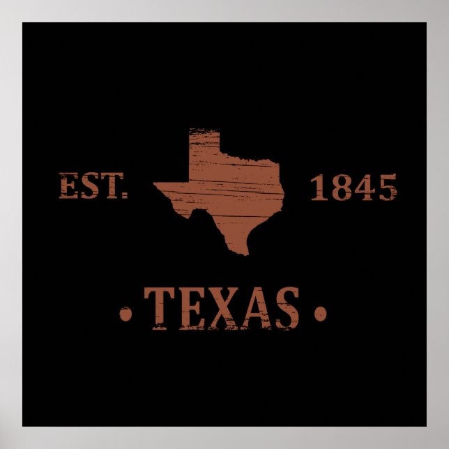 Texas karta den ensamma stjärnans stat poster (Framsidan)