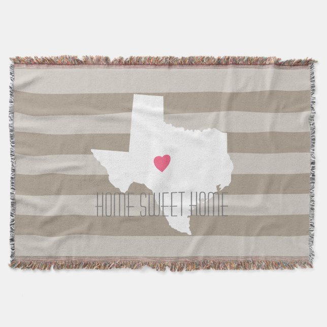 Texas Karta Home State Kärlek med Anpassningsbar H Mysfilt (Framsidan)