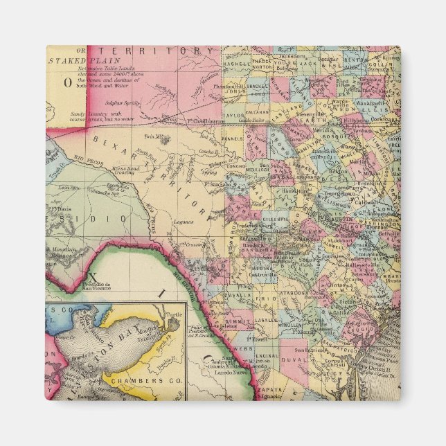 Texas Karta i Texas Magnet (Framsidan)