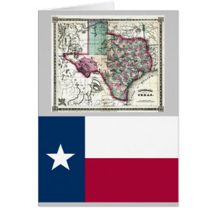 Texas karta och statlig flagga hälsningskort