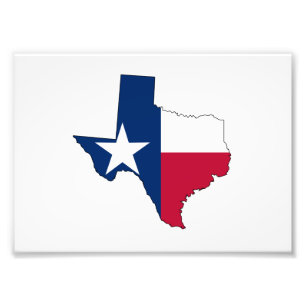 Texas Karta Outline och Flagga Fototryck