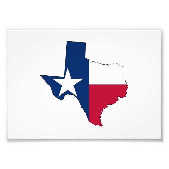 Texas Karta Outline och Flagga Fototryck (Framsidan)