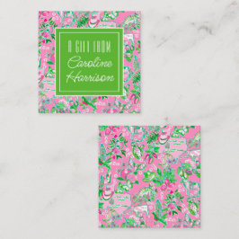 Texas Karta Rosa & Grönt Preppy Mönster Personlig Anteckningskort