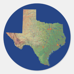 Texas Karta Sticker Runt Klistermärke