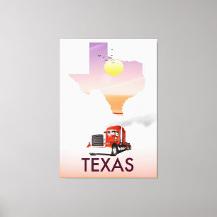 Texas Karta Stor Lastbil Canvastryck