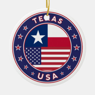 Texas-klistermärke, telefonfodral, väska julgransprydnad keramik