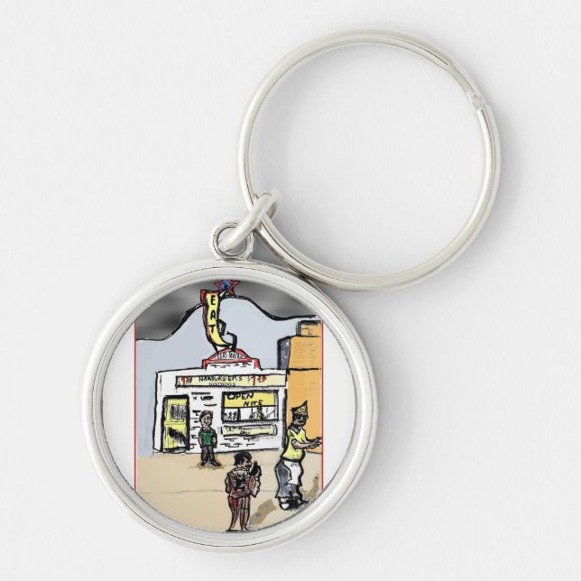 texas krogkeychain rund silverfärgad nyckelring (Framsidan)