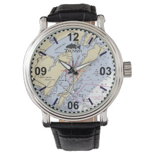 Texas Kustbend Nautical Chart Watch Armbandsur