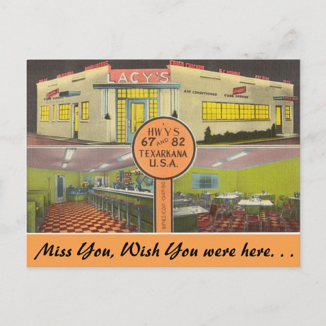 Texas, Lacy's Drive-In, Texarkana Vykort (Framsida)