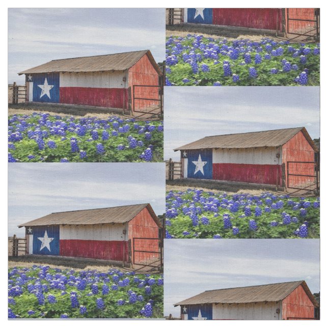 Texas landskap ladugården med Bluebonnets 4,5" Tyg (Provkarta)