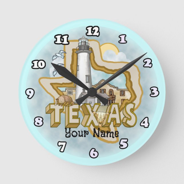 Texas Lighthouse Rund Klocka (Framsida)
