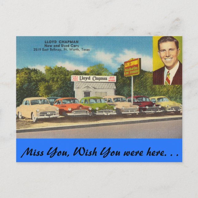 Texas, Lloyd Chapman Auto, Fort Worth Vykort (Framsida)