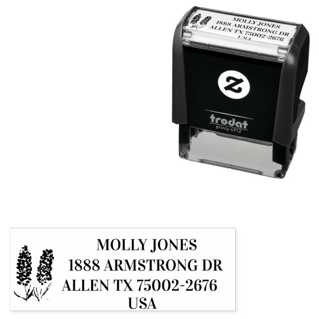 Texas Lone Star Bluebonnet Blommigt Returadress  Självfärgande Stämpel (In Situ)