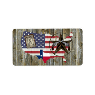 Texas Lone Star Dueling Pistols mest önskat tecken Adressetikett